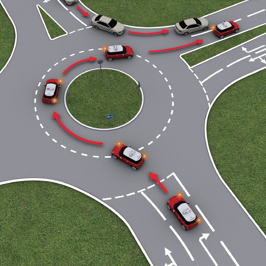 Illustration of positioning at a roundabout